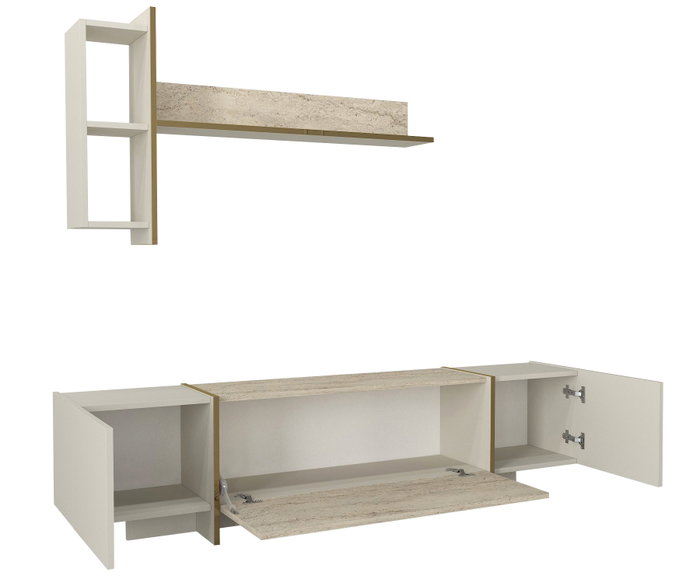 Hanah Home Veyron - Mueble de TV Travertino y Arenisca Hanah Home Veyron - Mueble de TV Travertino y Arenisca